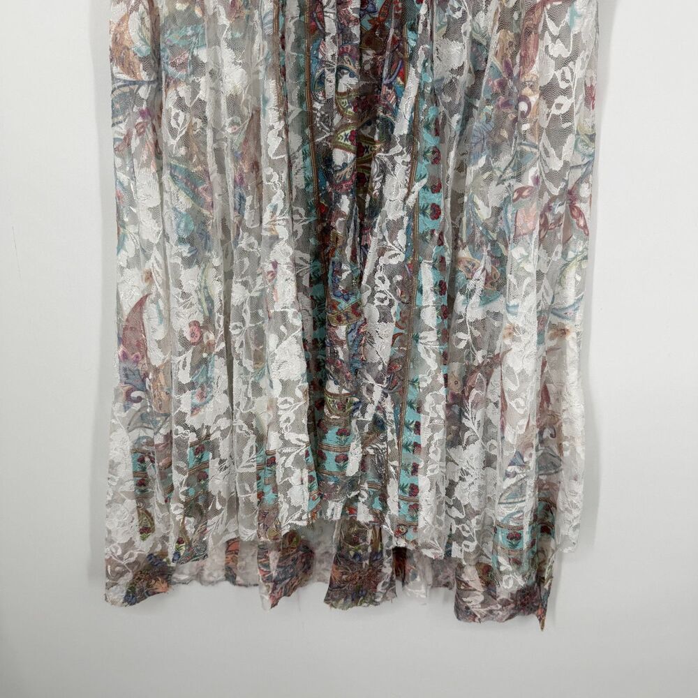 Origami Denim White Lace Vest Cardigan Duster Boho Western Fairy Women Size S/M - Picture 3 of 15